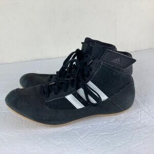 Adidas HVC 2 Wrestling Shoes Kids sz 5 Black White High Top Boy Athletic Youth